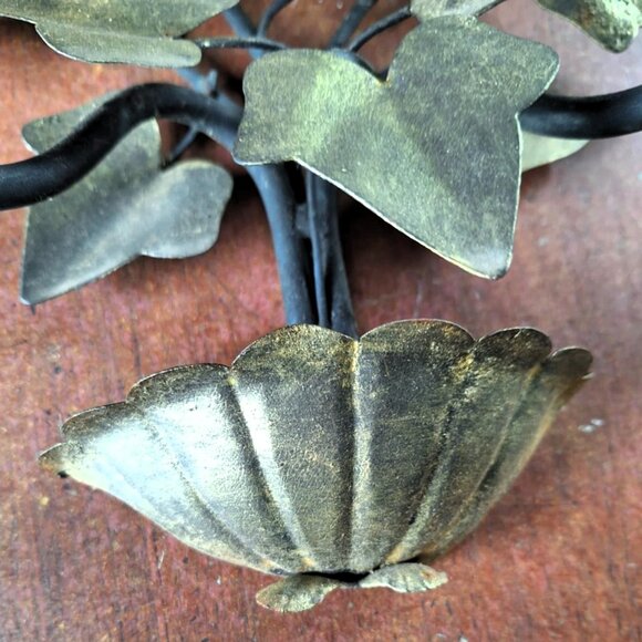 Beautiful Vintage Metal Ivy Leaf Candelabra Double Candle Holder - Picture 3 of 7